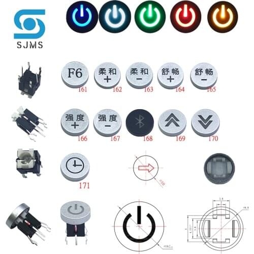 SJMS 5Pcs 6*6*8.4mm 6PIN DIP Red Blue Yellow Green White With LED Switch Tact Push Indication Button Bluetooth The clock timing