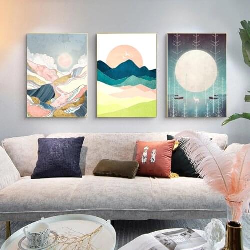 Scandinavian Abstract Mountain Landscape Canvas Painting Posters Prints Wall Art Octopus Pictures Living Room Home Decor Cuadros