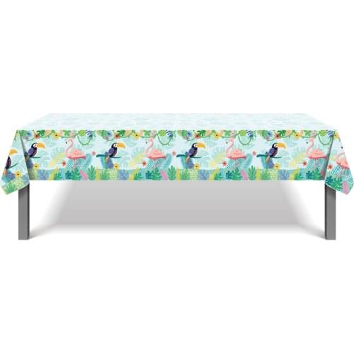 130*220cm Summer Flamingo Hawaii Party Decorations Tablecloth Palm Leaves Disposable Tableware Happy Birthday Day Tablecover