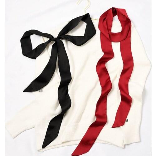 200cm Super Long Silk Skinny Scarf Women Solid Color Decorate Neck Tie Scarves Four Seasons Bag Ribbon Neck Tie Shawl Ins New