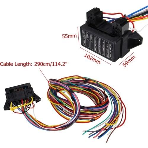 12 Circuit Universal Wiring Harness Muscle Car Hot Rod Street Rod Extra Long Wires