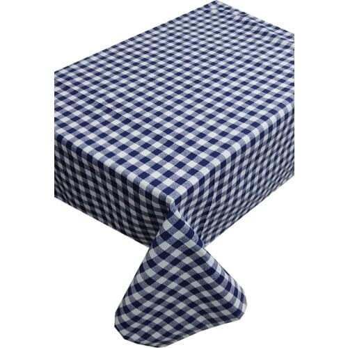 Zeren Home Navy Blue White Plaid Carefree Table Cloth 70x120 cm
