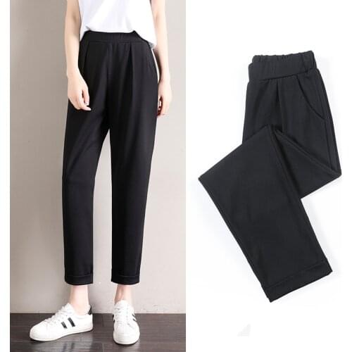 Newest Plus Size Women Casual Work High Rise Straight Stretch Slim-Leg Tapered Ankle Pants Autumn Ladies Dress Trousers Slacks