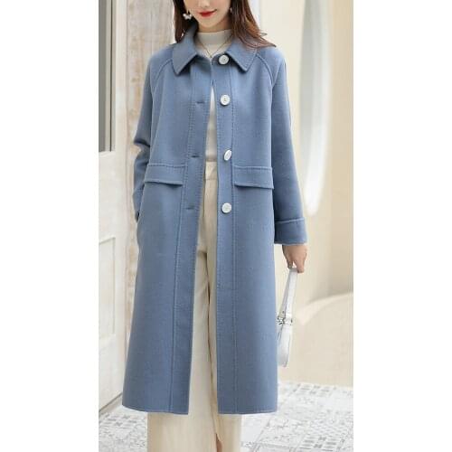 Women Coat Winter 100% Wool Coat Female Double Side Woolen Coats and Jackets Women Korean Long Jacket Manteau Femme MY en s