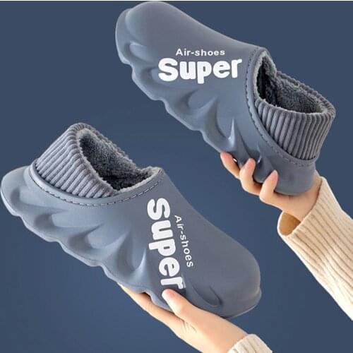 Ousefu Winter Slippers Warm Men Shoes Waterproof Women Couples Non-Slip Plush Cotton Indoor Outdoor Cozy Home Autumn Thick Hee