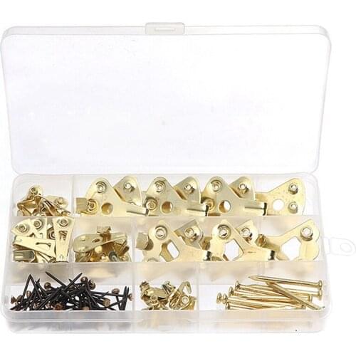 120PCS Golden Modern Simple Single Hook Hook Combination Set Boxed Golden Frame Hook Kit