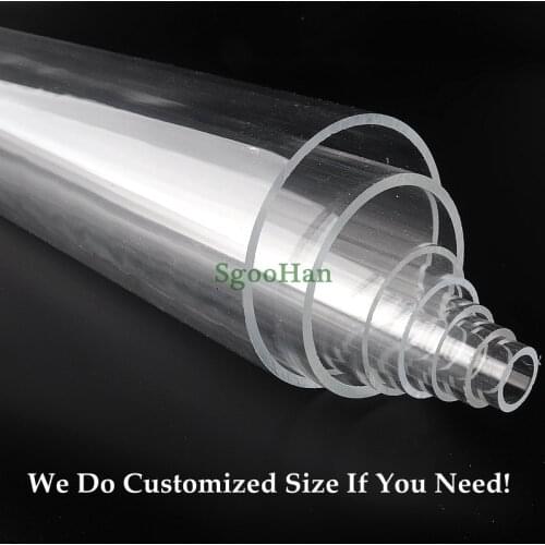 2pcs 16~110mm Acrylic Aquarium Fish Tank Pipe PMMA Home Garden DIY Shelf Tube Irrigation Watering Plexiglass Pipe 49~50cm Long