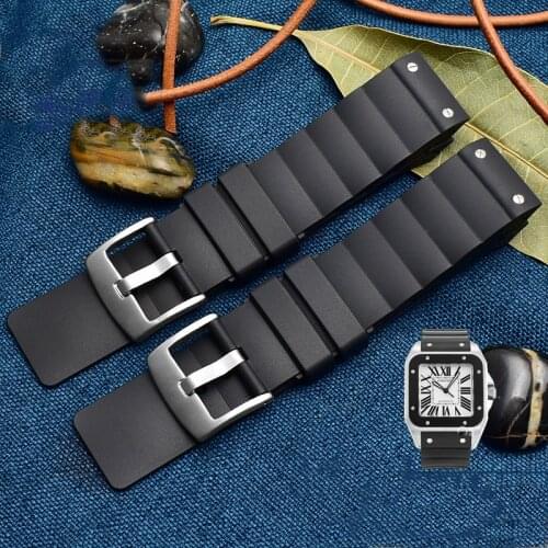 Horloge accessoires rubberen band pin gesp voor Cartier W20121U2 Santos100 serie mannen en vrouwen siliconen sport band 23mm