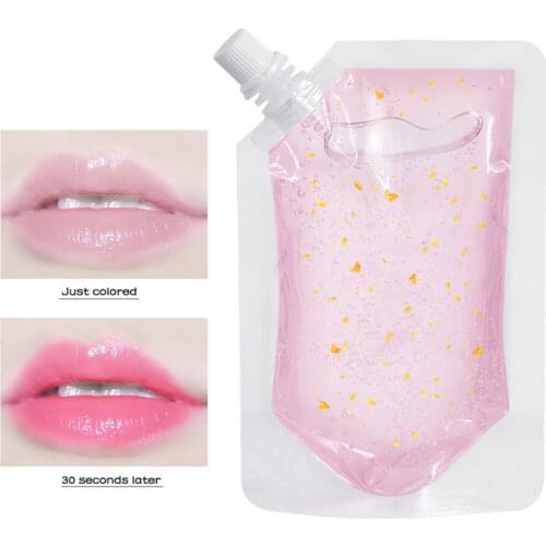 Color Change Lip Gloss with Gold Foil Moisturizing Lip Gloss Base Gel Wholesale Lipgloss Clear Lips Makeup Diy Material 100ml