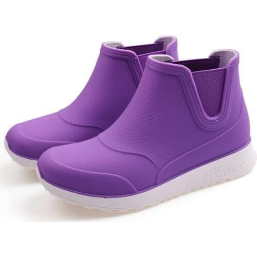 Ankle Rain Shoes Women Waterproof Water Shoes Ankle Pvc Rainboots New Female Fashion Solid Fishing Boots Slip On Winter Cotton55