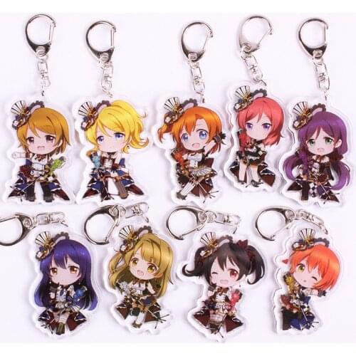 Anime LoveLive Keychain Love Live Kotori Minami Nico Sleepy Girl Super Cute Animal Twoside Print Keyrings Fans Gift