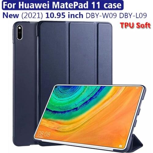 Tablet For Funda Huawei Matepad 11 Case Tri-fold Leather Silicone Back Protective Cover For Huawei Matepad 11(2021) 10.95" Case