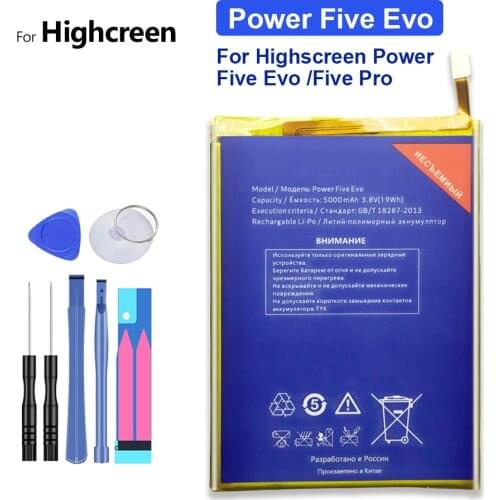 For Highscreen Power Five Evo / Five Pro Mobile Phone Replacement Battery 5000mAh + Free Tool