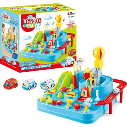 2019 Hot selling Electric track small train set big adventure music car autos track big adventure racing track car toys for kids