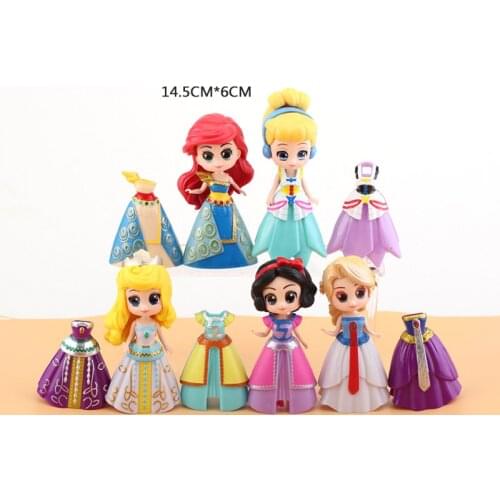Disney Anime Frozen Princess Snow White Rapunzel Cinderella Ariel Mermaid Action Figure Model Collection Doll Toys For Children