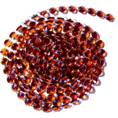 Garland Chakra Spectra 12Feet Diamond Prisms Brown Glass Crystal Octagon Beads 14mm Wedding Chandelier Parts M02160-4