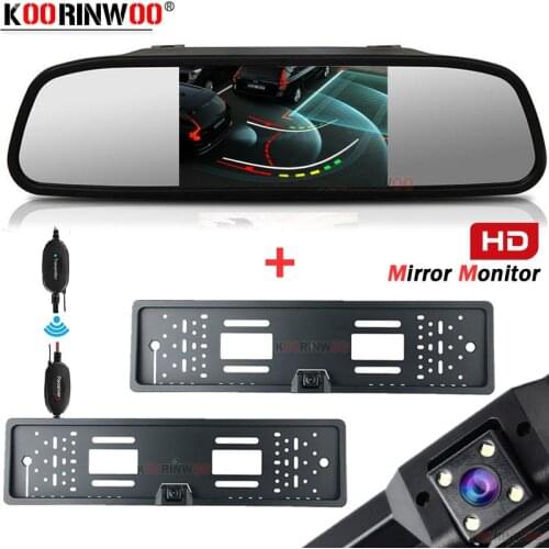 Koorinwoo 2.4G Smart System Dynamic Trunk Moving Line Frame for car number Rear view mirror + Front View Camera With Car Display