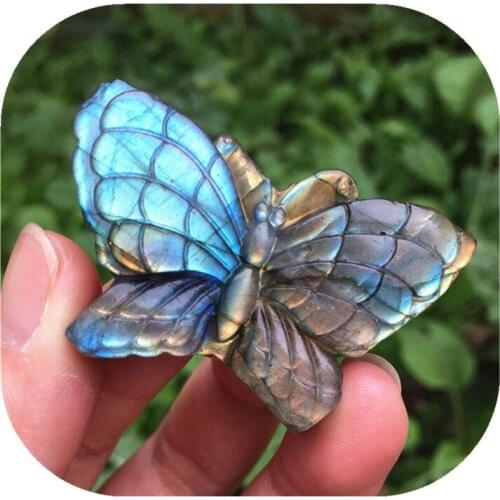 Labradorite Butterfly Hand Carved Gemstone Natural Folk Crafts For Gifts