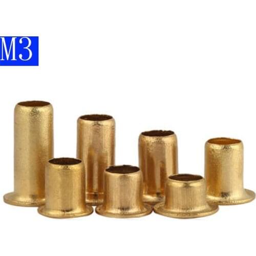 M3 Copper Brass Vias Rivet Nuts Through Hole Rivets Hollow Grommets 3mm