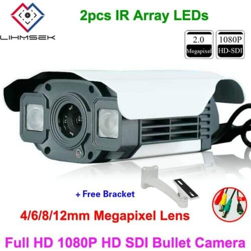 Lihmsek 2MP CMOS sensor 1920*1080P HD SDI Megapixel CCTV Camera with Optional 4/6/8/12/16mm 3.0megapixel Fixed Lens Free bracket