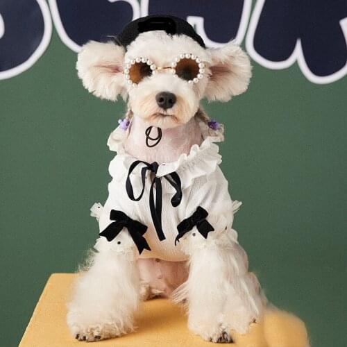 Fashion Design Pet Clothes Dog Shirt Suit Lace Collar Sleeves Princess Leisure Lady Style Party Holiday Poodle Drop Shipping