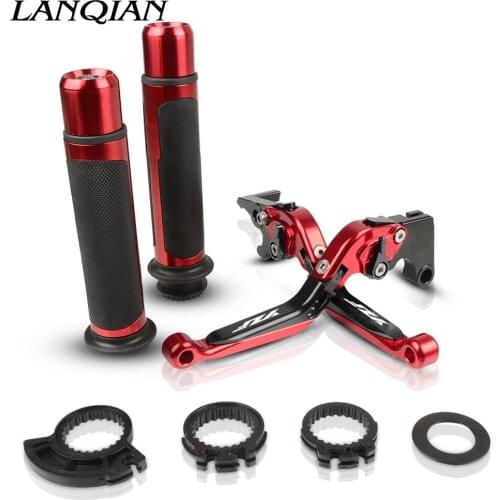 Motorcycle Accessories CNC Adjustable Brake Clutch Levers And Handle Grips With LOGO For YAMAHA YZF R6 YZFR6 1999 2001 2002-2004
