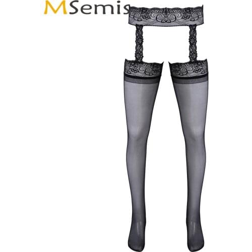 Mens Sissy See Through Lace Stockings Sexy Hollow Ultra-Thin Pantyhose Gay Crossdressing Tights Leggings Porno Hosiery Nightwear
