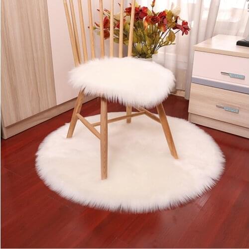 Soft Luxury Plush Artificial Sheepskin Rug Chair Cover Bedroom Mat Decorative Wool Warm Hairy Carpet Seat Covers Washable Round