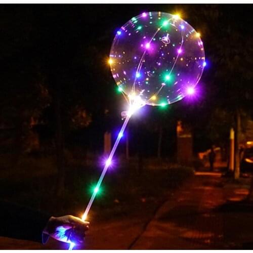 Inflatable Toys Handle LED Balloon with Stick Luminous Transparent Bobo Balloons Festival Wedding Birthday Party Decorations