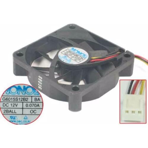 NONOISE G6015S12B2 BA DC 12V 0.07A 3-wire 60x60x15mm Server Cooling Fan