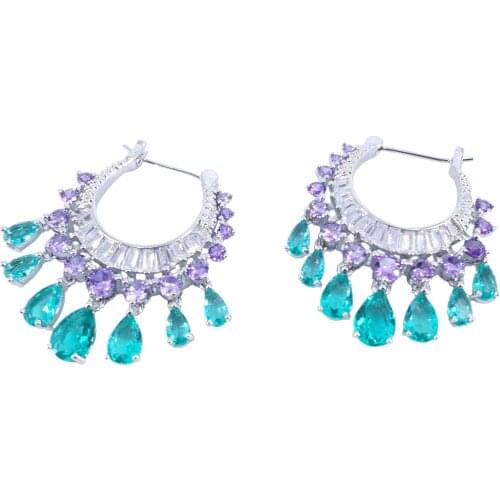 2021 new fashion Luxury mutil-color retro CZ zircon earrings wedding bride dressing,dinner ball party jewelry,free ship