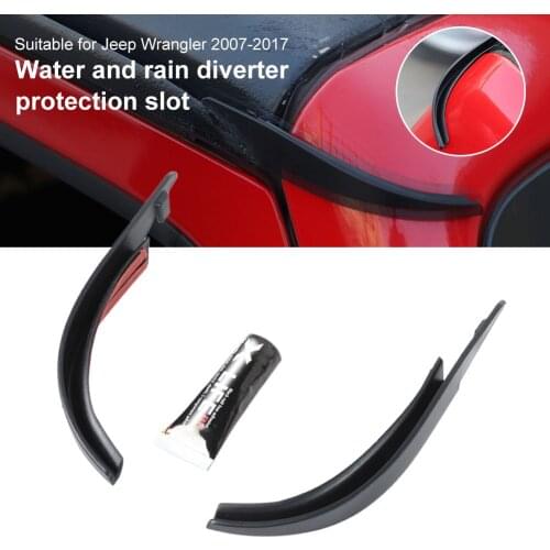 Wholesale Car Roof Rain Gutter Water Rain Guard Slot Gutter Extension for Jeep Wrangler JK 2007-2017 with Adhesive Accessories