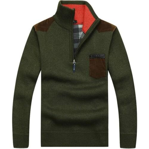 Autumn Winter Inside Sweater Men Fashion Half-Cardigan Mens Sweatercoat Cashmere Liner Chest-pocket Pullover Masculino M-3XL