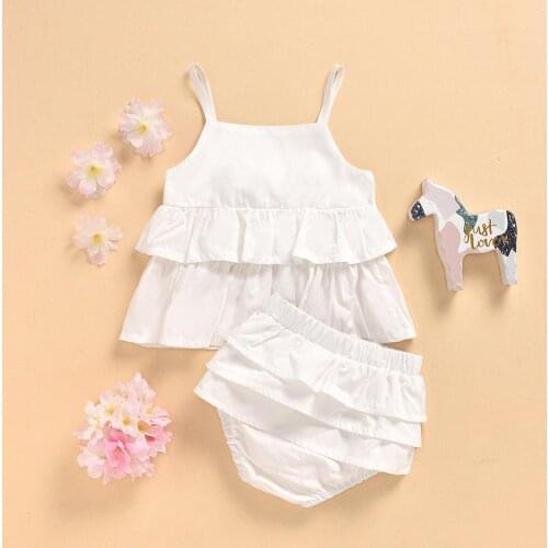 0-2 Years Old Baby Girl Clothes Suspender Tops + Briefs Skirts 2 Pieces Newborn Clothing Set Toddler Costume