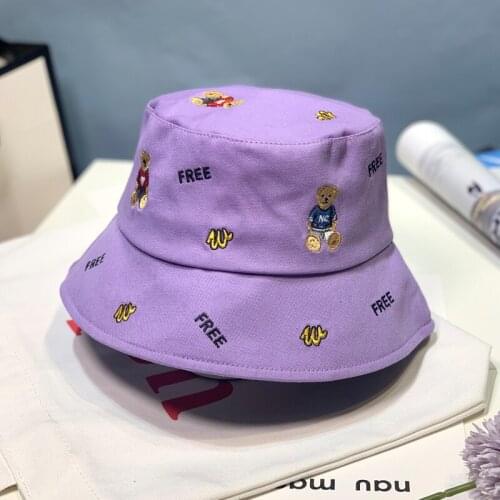 New Little Bear Embroidery Bucket Caps Women Street Beach Sun Hat Hip Hop Casual Fisherman Hats Men Outdoor Summer Panama Cap
