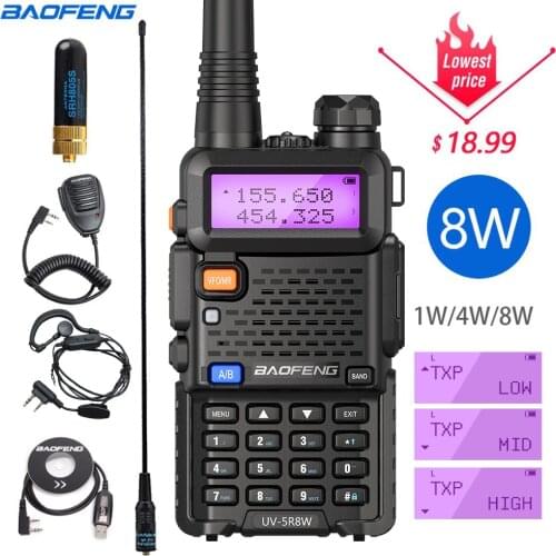 Baofeng UV-5R 8W High Power 8 Watts powerful Walkie Talkie long range 10km VHF/UHF dual Band Two Way Radio pofung uv5r hunting