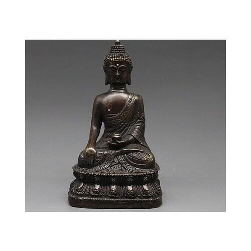 Elaborate Vintage Chinese Old Copper Buddhism Sakyamuni Buddha Statue