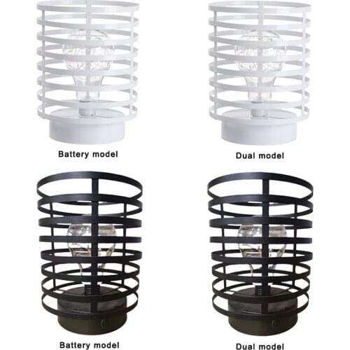 Industrial Night Light Cylinder Shade Warm Light Desk Lamp Living Room Cafe