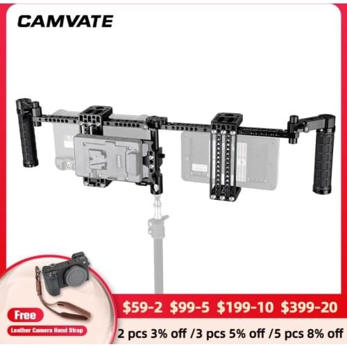 CAMVATE 7" Dual Directors Monitor Cage Rig With Rubber Grips C2115