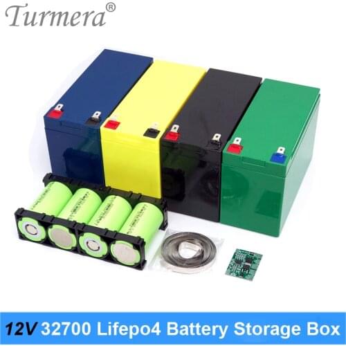 Turmera 12V 32700 Lifepo4 Battery Storage Box 4S 20A BMS Nickel with Holder for Uninterrupted Power Supply or 12V Motorcycle Use