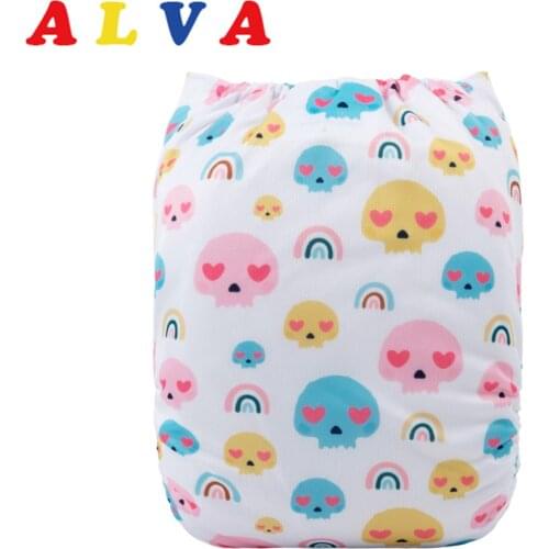 Alvababy 1pc Baby Cloth Diaper Washable Reusable Nappy Eco-Friendly Ecological Pocket Diaper with 1pc Reusable Microfiber Insert