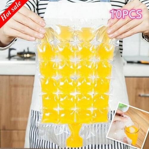 10pcs / pack Disposable Ice- making Bags Ice Cube Tray Mold Ice Mould Summer DIY Drinking Tool Kitchen Gadgets Insulated Food PE