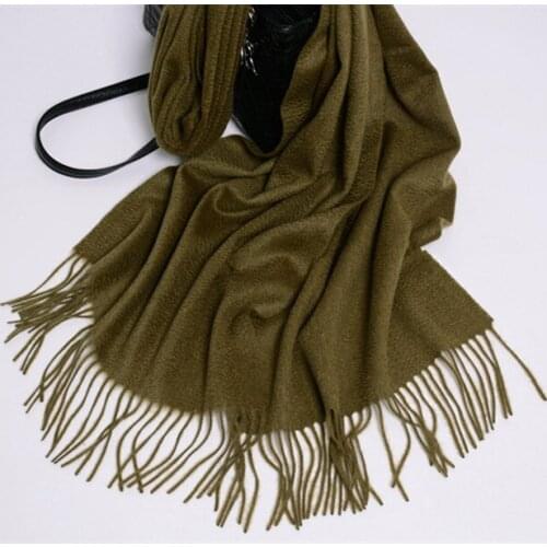 100%goat cashmere water ripple grain woven women winter thick scarfs long tassel 40x200cm neutral color