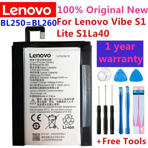 100% Original FOR Lenovo VIBE S1 S1c50 S1a40 BL250 battery Rechargeable Li-ion Built-in mobile phone lithium polymer battery