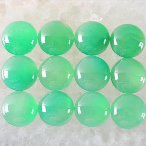 16MM 12MM Round Cabochon CAB Natural Stone Green Onyx No Drilled Hole Bead for Women Men DIY Jewelry Making Ring 10Pcs K922