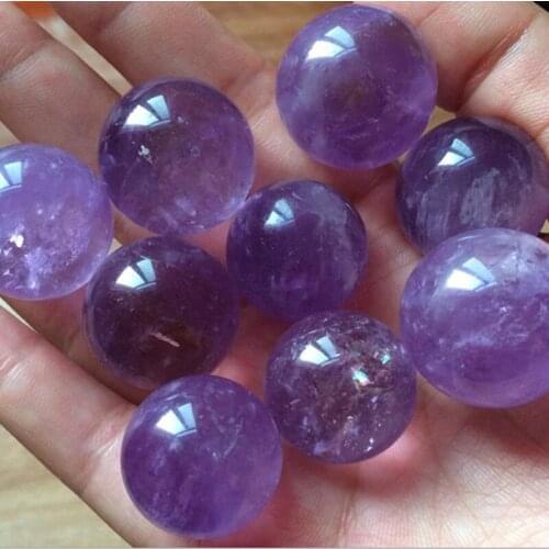 2PCS/lot Crystal Natural Purple Amethyst Ball Raw Gemstone Polished Crafted Gifts Home Decoration Magic Purple Quartz Stone Ball