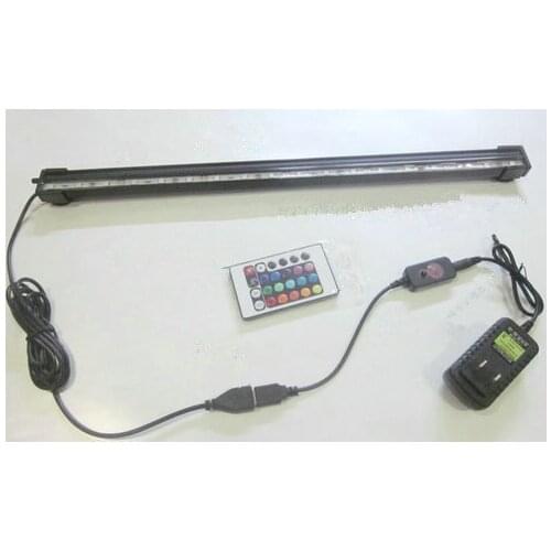 24key 12V 21LED Remote Controlled Aquarium Fish Tank Submersible waterproof Air Bubble Airstone Light lamp multicolor 55cm 5.6W