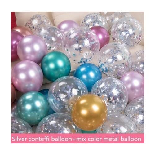 30pcs 12Inch Clear Rose Gold Confetti Balloons Gold Chrome Metallic Ballon Birthday Party Decor Kids Wedding New Year Red Globos
