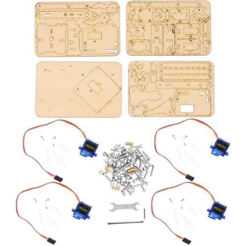 4 DOF Wood Robotic Mechanical Arm sg90 Servo for Arduino Raspberry Pi SNAM1500 Durable