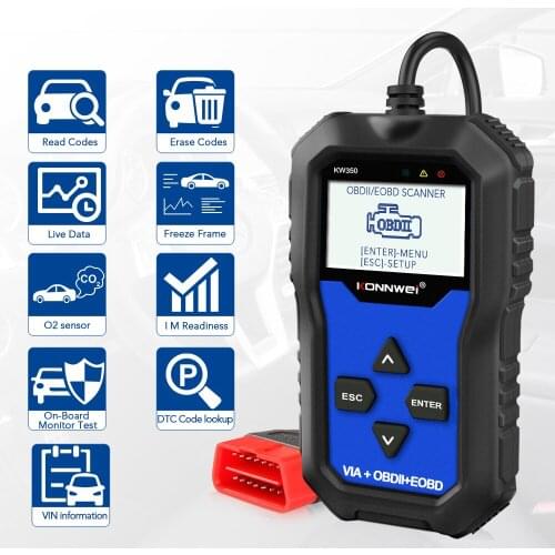 KONNWEI KW350 V007 OBD2 Car Engine Dagnostic Tool inspection engine, ABS, airbag, for VW / Audi / Skoda / Seat series vehicles